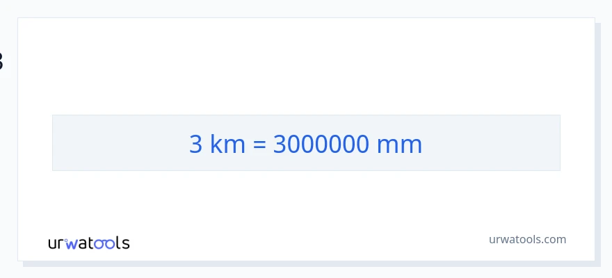 3 கிலோமீட்டர்கள் இலிருந்து மில்லிமீட்டர்கள் வரை மாற்றம்