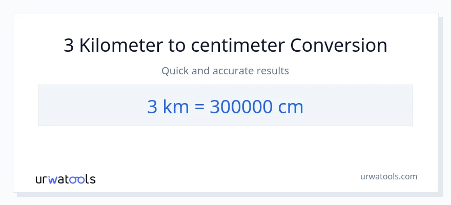 3 Kilometer til Centimeter konvertering