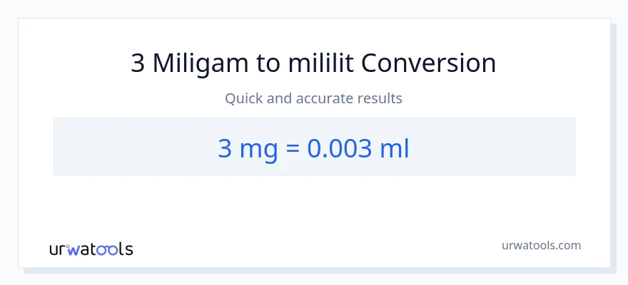 Chuyển đổi 3 miligam sang mililit