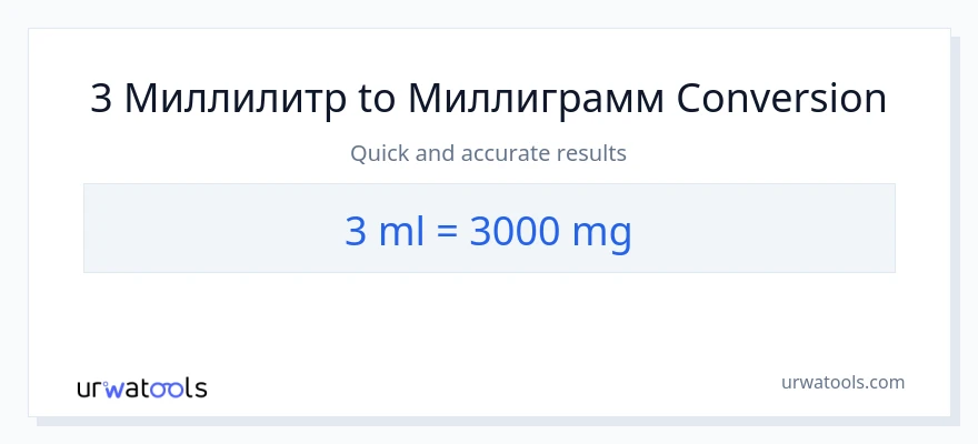 3 миллилитр-ден миллиграмм-ке конверсия