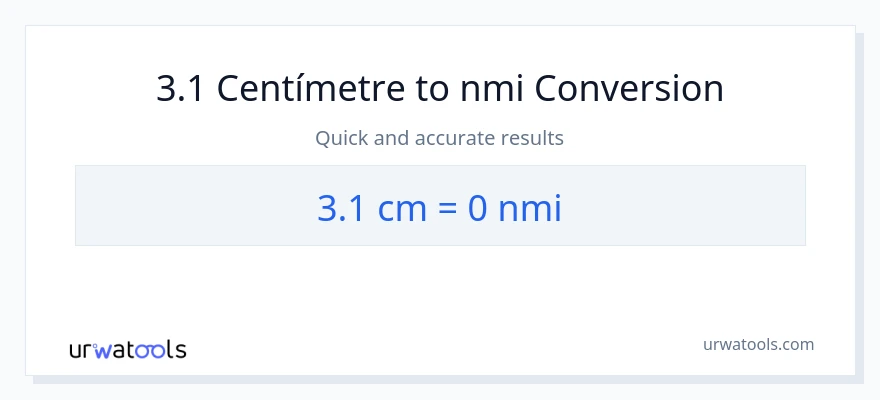 Conversió de 3.1 Centímetres a milles nàutiques
