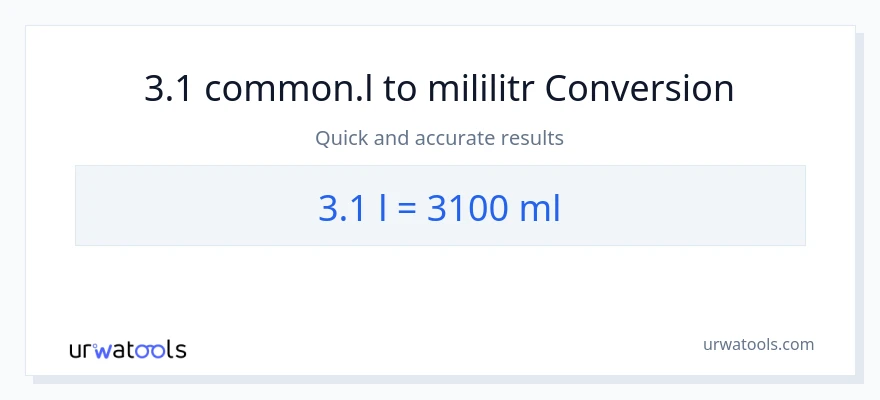 Konverze z Liters na mililitrů: 3.1