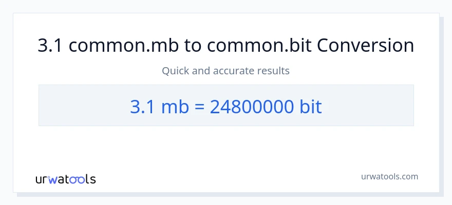 Konwersja 3.1 Megabytes do Bits