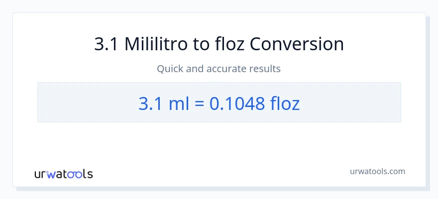 3.1 mga mililitro patungong mga onsa ng likido na conversion