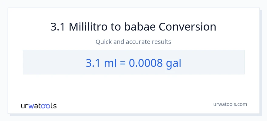 3.1 mga mililitro patungong Mga galon na conversion