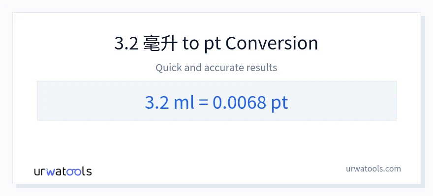 3.2 毫升 到 Pints 轉換