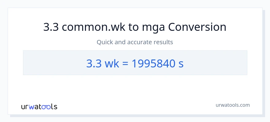 3.3 Mga Linggo patungong Segundo na conversion