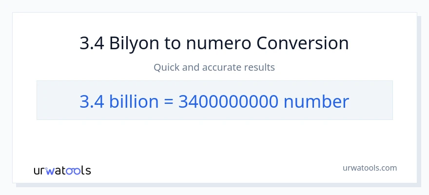 3.4 bilyon-bilyon patungong mga numero na conversion