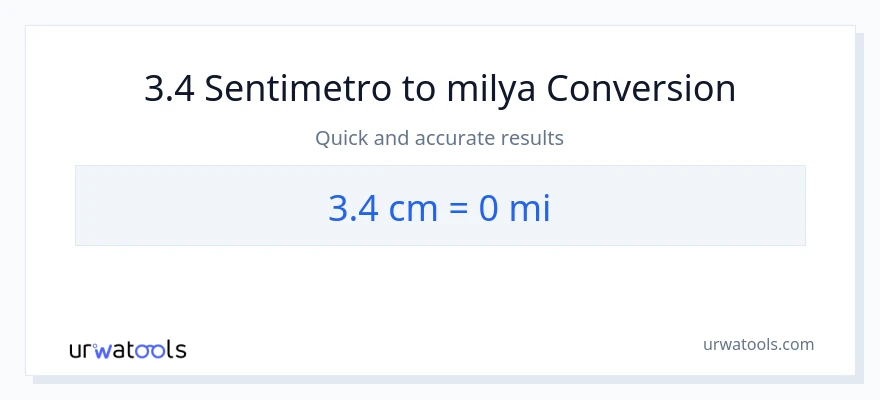 3.4 Mga Sentimetro patungong milya na conversion
