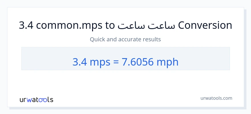 3.4 Meters Per Second ته په ساعت کې میلونه بدلون