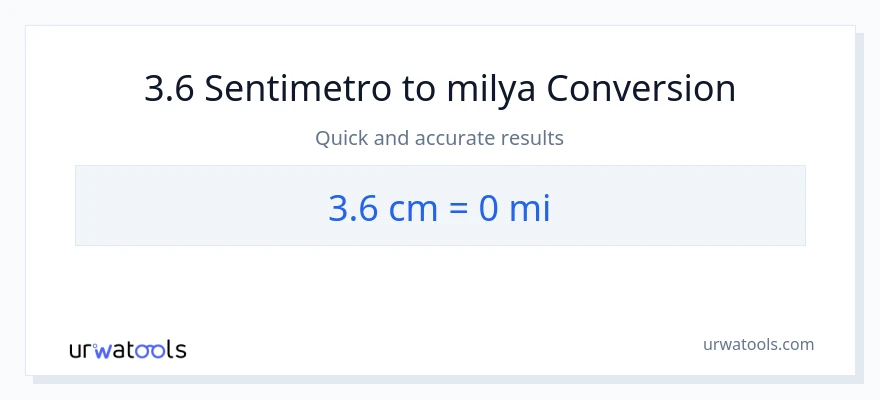 3.6 Mga Sentimetro patungong milya na conversion