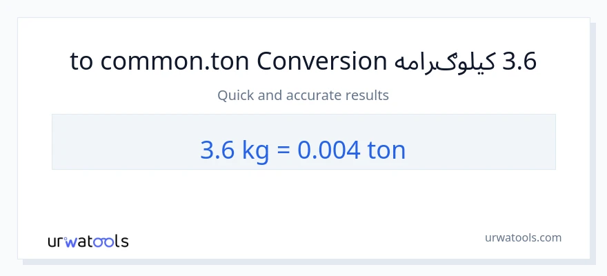 3.6 کیلوګرامه ته Tons بدلون