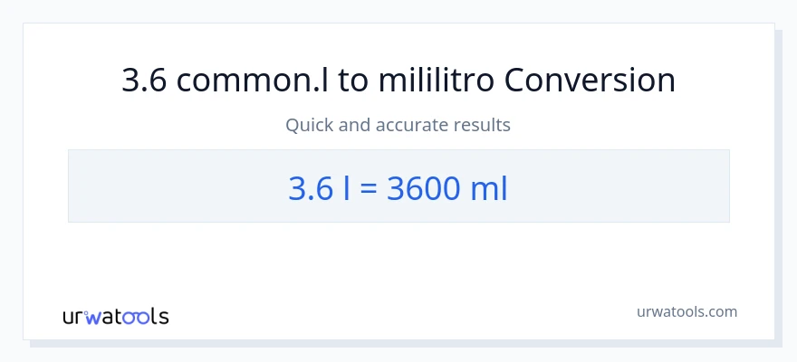 3.6 Liters patungong mga mililitro na conversion
