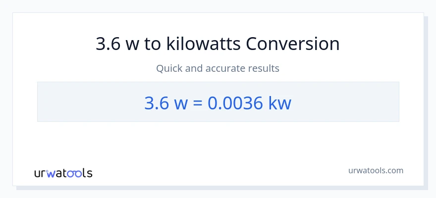 Conversió de 3.6 watts a quilowatts