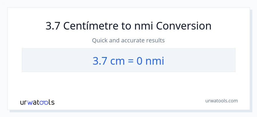Conversió de 3.7 Centímetres a milles nàutiques