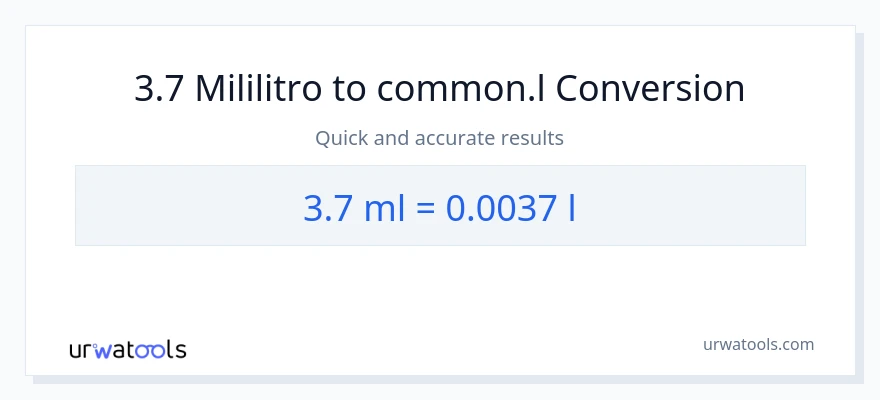 3.7 mga mililitro patungong Liters na conversion