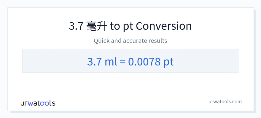 3.7 毫升 到 Pints 轉換