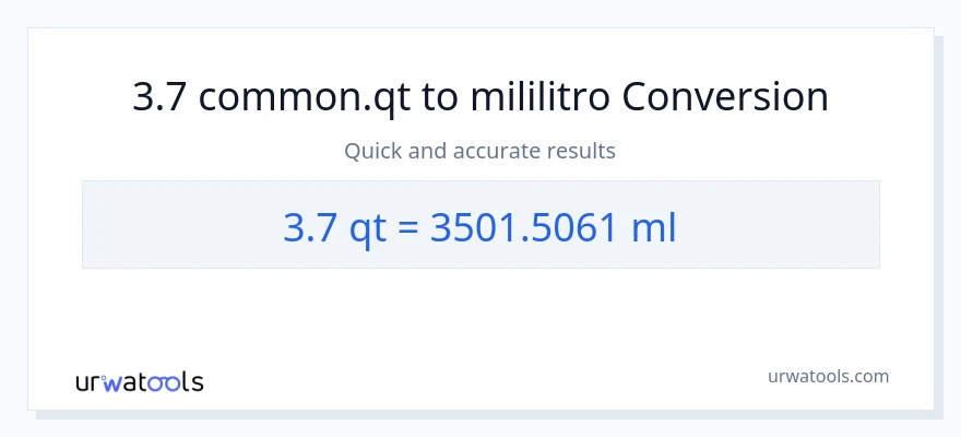 3.7 Quarts patungong mga mililitro na conversion