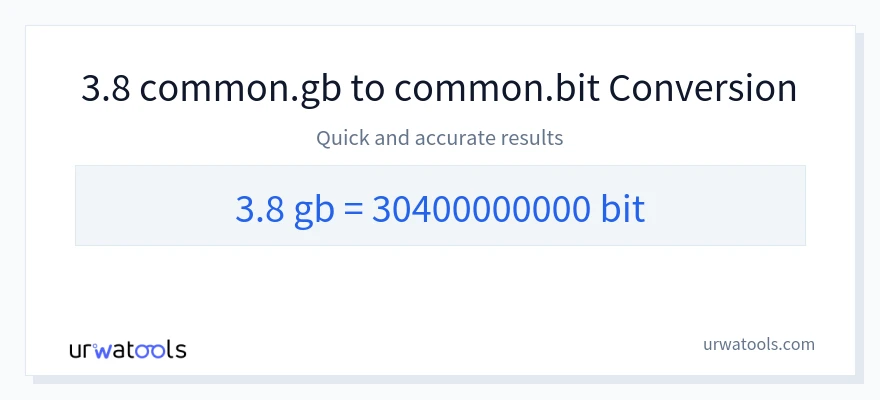 3.8 Gigabytes에서 Bits으로의 변환