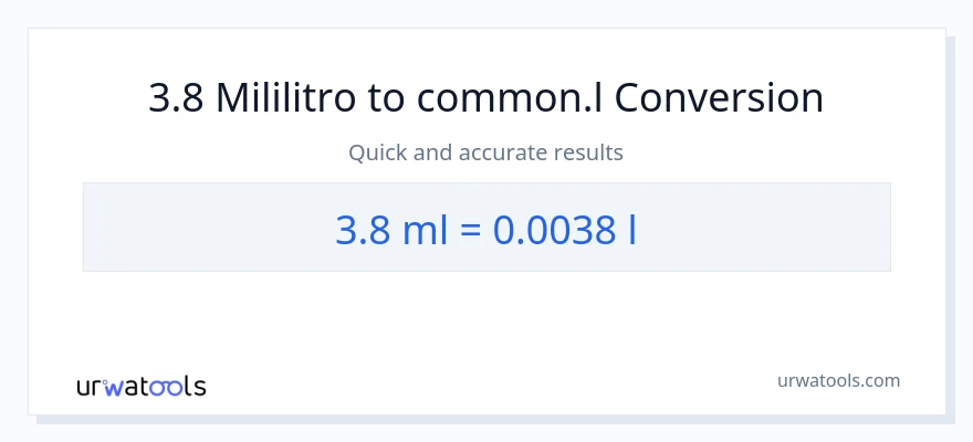 3.8 mga mililitro patungong Liters na conversion