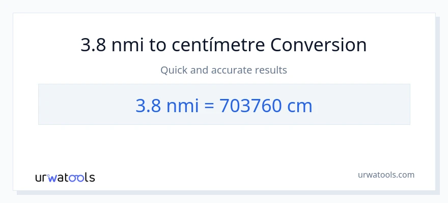 Conversió de 3.8 milles nàutiques a Centímetres