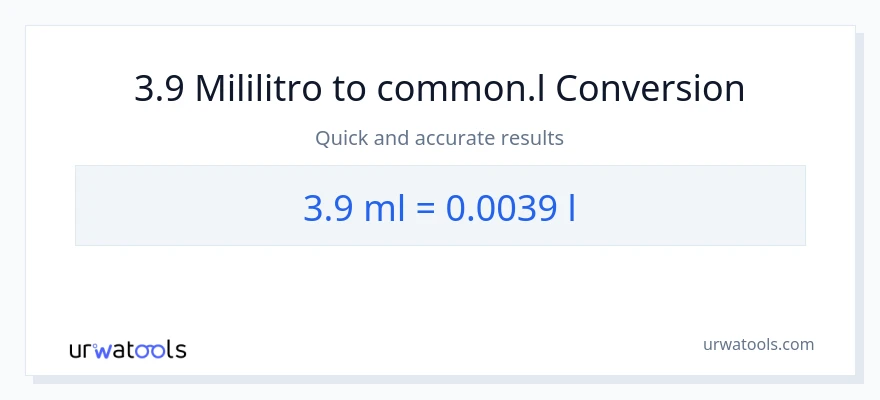 3.9 mga mililitro patungong Liters na conversion