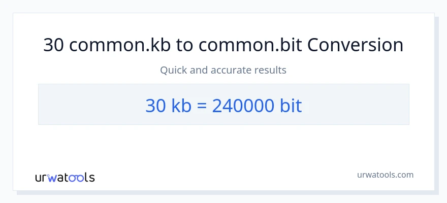 30 Kilobytes patungong Bits na conversion