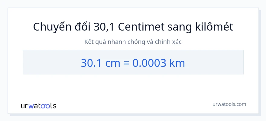 Chuyển đổi 30.1 Centimet sang kilômét