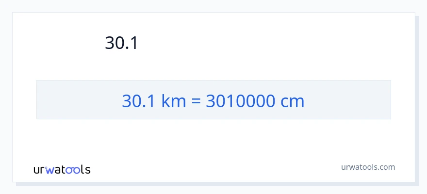 การแปลง 30.1 กิโลเมตร เป็น เซนติเมตร
