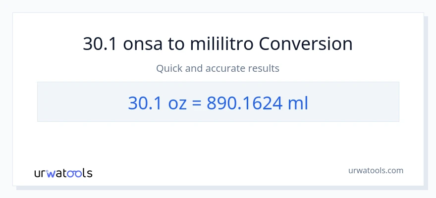 30.1 Mga onsa patungong mga mililitro na conversion