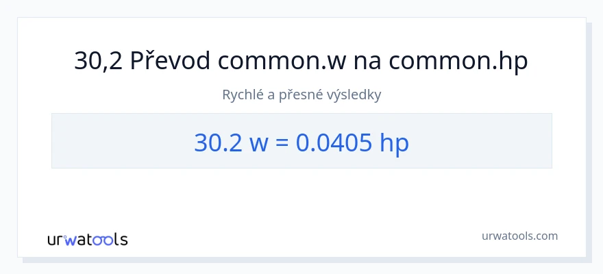 Konverze z watty na koňská síla: 30.2