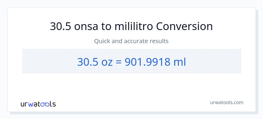 30.5 Mga onsa patungong mga mililitro na conversion