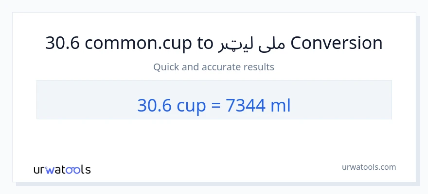 30.6 پيالې ته ملی لیټرونه بدلون