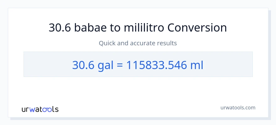 30.6 Mga galon patungong mga mililitro na conversion
