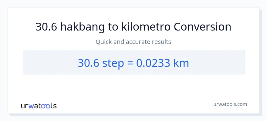 30.6 mga hakbang patungong Kilometro na conversion