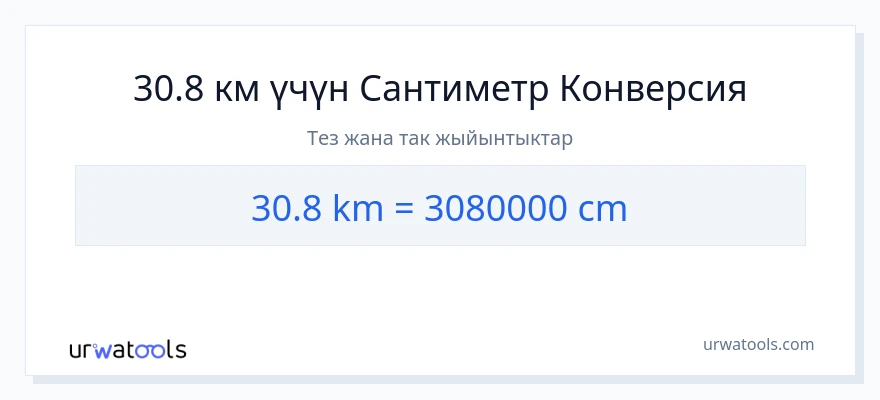 30.8 километр дан Сантиметр га конверсия