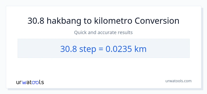 30.8 mga hakbang patungong Kilometro na conversion