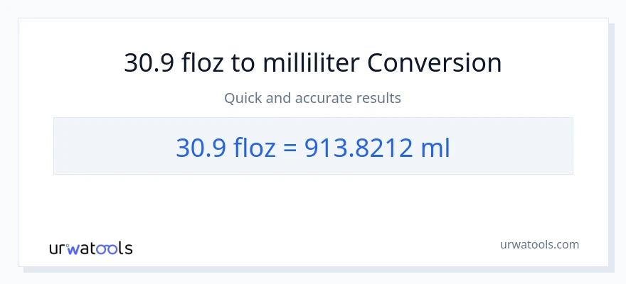 30.9 flydende ounces til milliliter konvertering