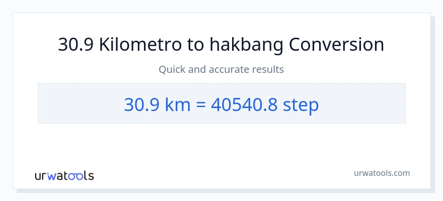30.9 Kilometro patungong mga hakbang na conversion