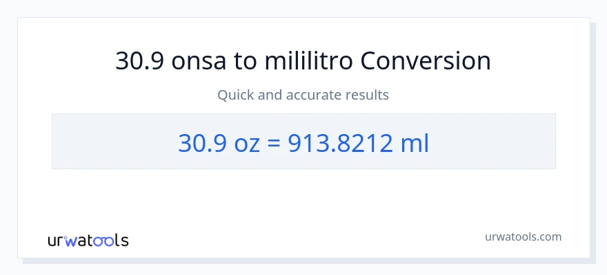 30.9 Mga onsa patungong mga mililitro na conversion