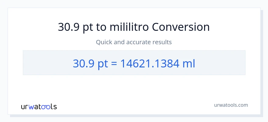 30.9 Pints patungong mga mililitro na conversion