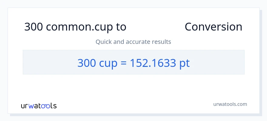 300 കപ്പുകൾ ൽ നിന്ന് Pints ലേക്ക് പരിവർത്തനം