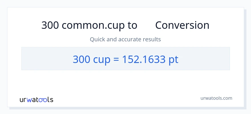 การแปลง 300 ถ้วย เป็น Pints