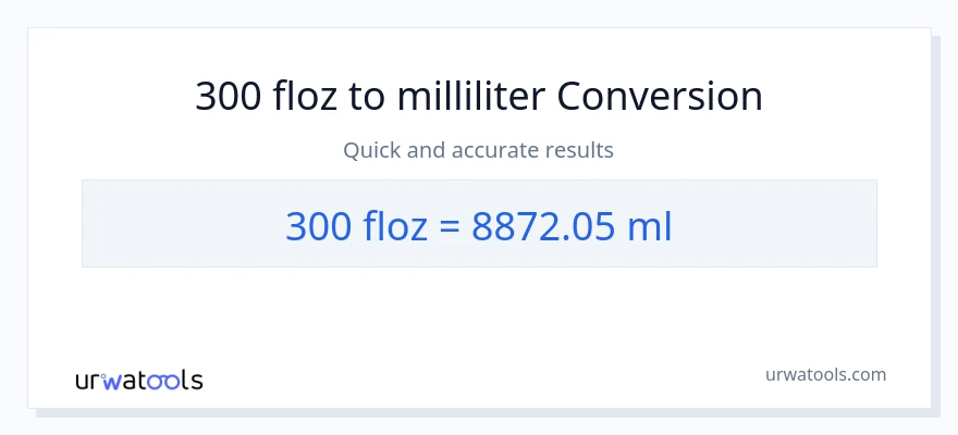 300 Flüssigunzen zu Milliliter Umwandlung
