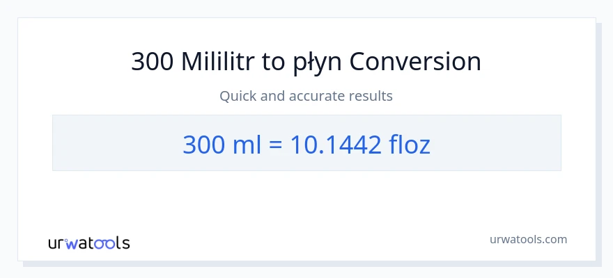 Konwersja 300 mililitry do uncje płynu