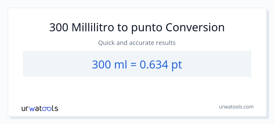Conversione da 300 millilitri a Pints