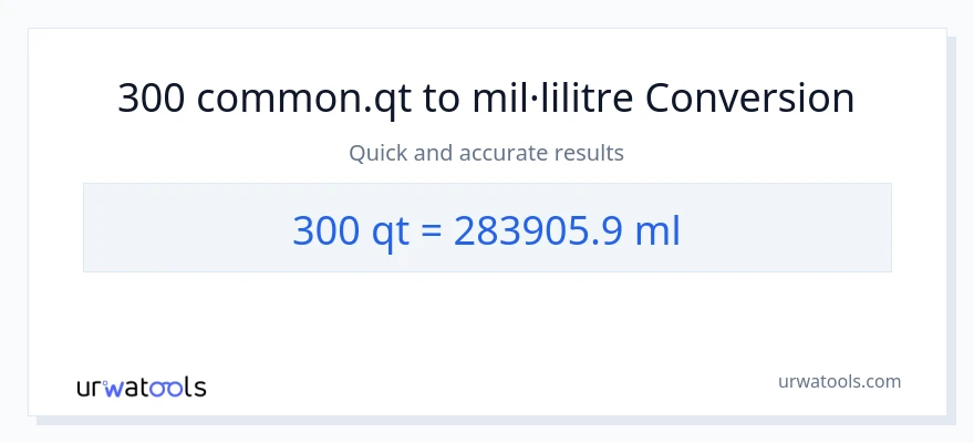 Conversió de 300 Quarts a mil·lilitres