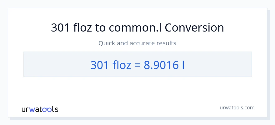 Conversió de 301 unces fluides a Liters