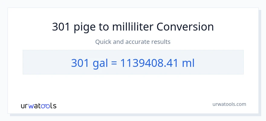 301 Galloner til milliliter konvertering