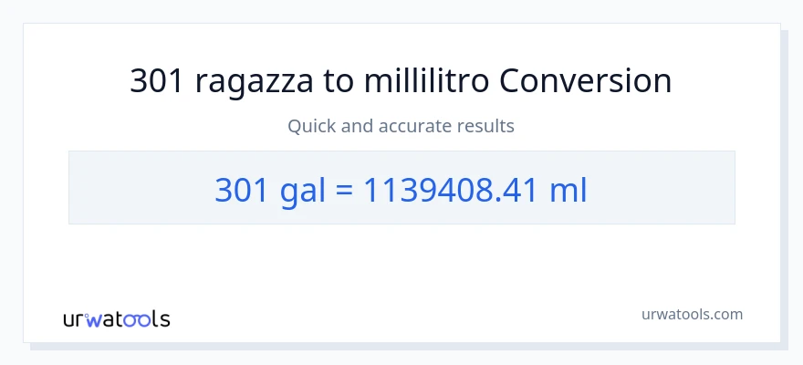 Conversione da 301 Galloni a millilitri